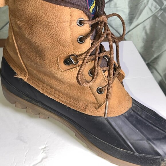 Women's Original Sporto Navy/ Leather Thermolite Insulated Duck Boots Sz 11 GS5 - Picture 2 of 8